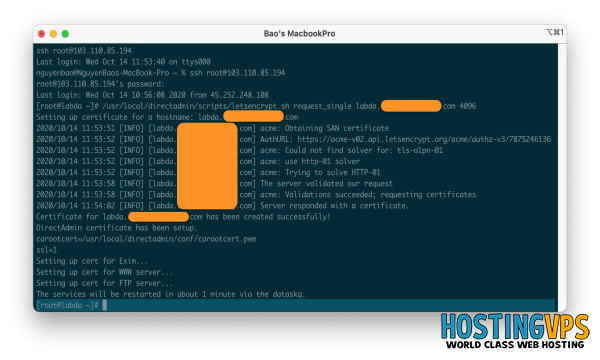 Hướng dẫn cài đặt SSL cho Hostname DirectAdmin